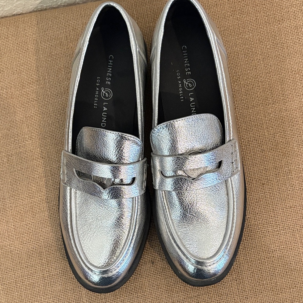 Chinese Laundry Metallic Silver Loafers